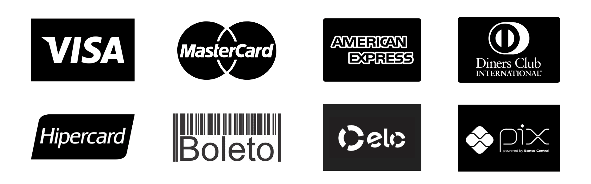 Métodos de pagamento aceitos